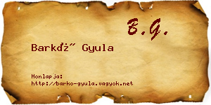 Barkó Gyula névjegykártya