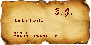 Barkó Gyula névjegykártya