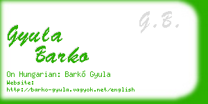 gyula barko business card
